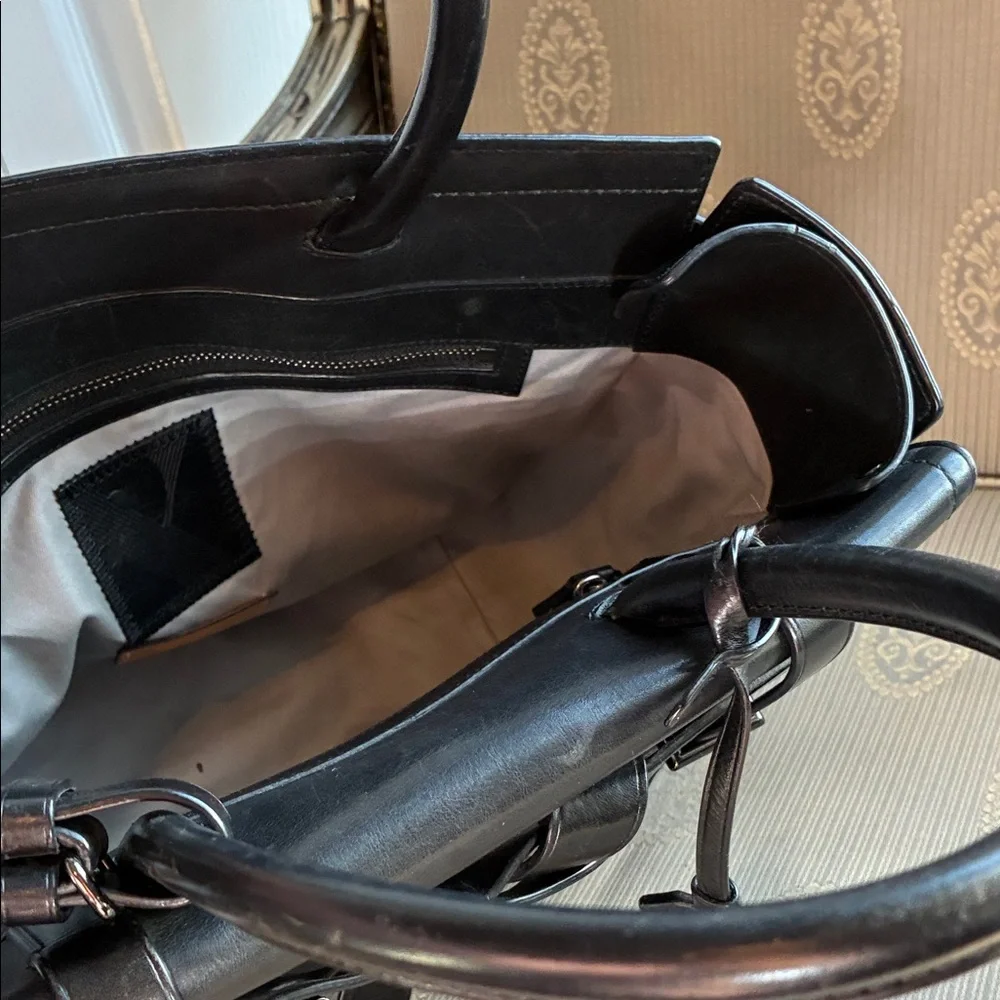 Reed Krakoff Black Leather Structured Briefcase Tote